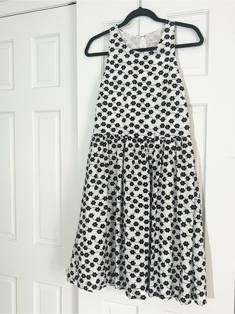 J. Crew Black and White Floral Sleeveless Dress